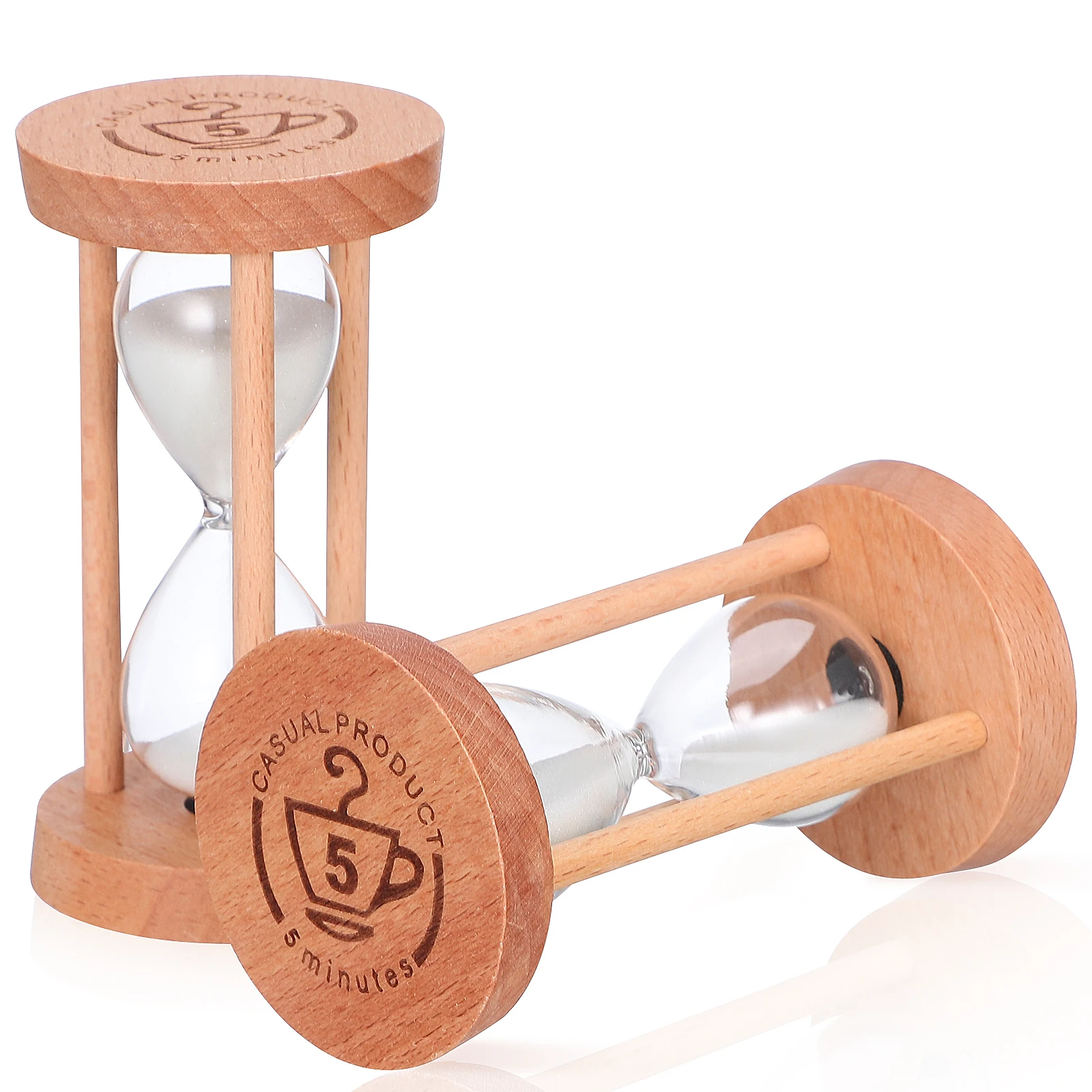 2pcs Sand Timer Decorative Sand Clock Time Management Tools Glass Minute Timer Cooking Table Decoration 5 Min