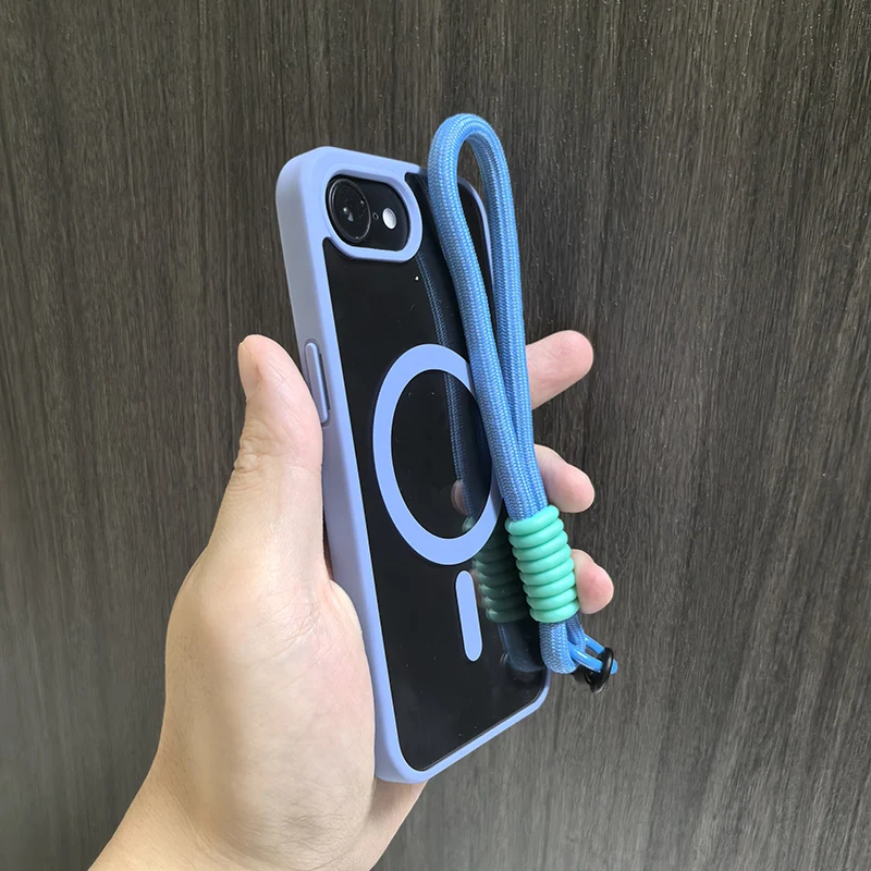 Luxury Clear MagSafe Phone Case with Lanyard and Wrist Strap - Shockproof Armor Back Cover