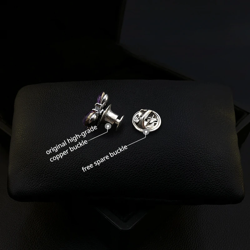 1102 Exquisite High-End Retro Purple Butterfly Small Brooch Versatile Simple and Compact Mini PIN Anti-Unwanted-Exposure Buckle