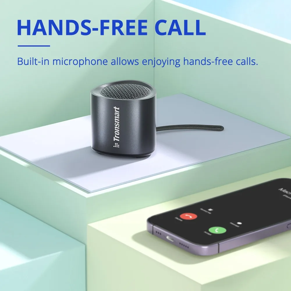 오리지널 Tronsmart Nimo 스피커, 미니 휴대용 스피커, IPX7 방수, 스테레오 페어링, 핸즈프리 통화, 여행, 야외