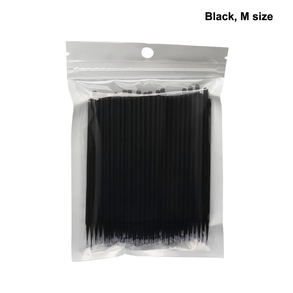 100 sztuk/partia S M L rozmiar jednorazowe bawełniane miękkie wacik przedłużanie rzęs Microbrush aplikatory indywidualne Mascara Micro Brush Stick