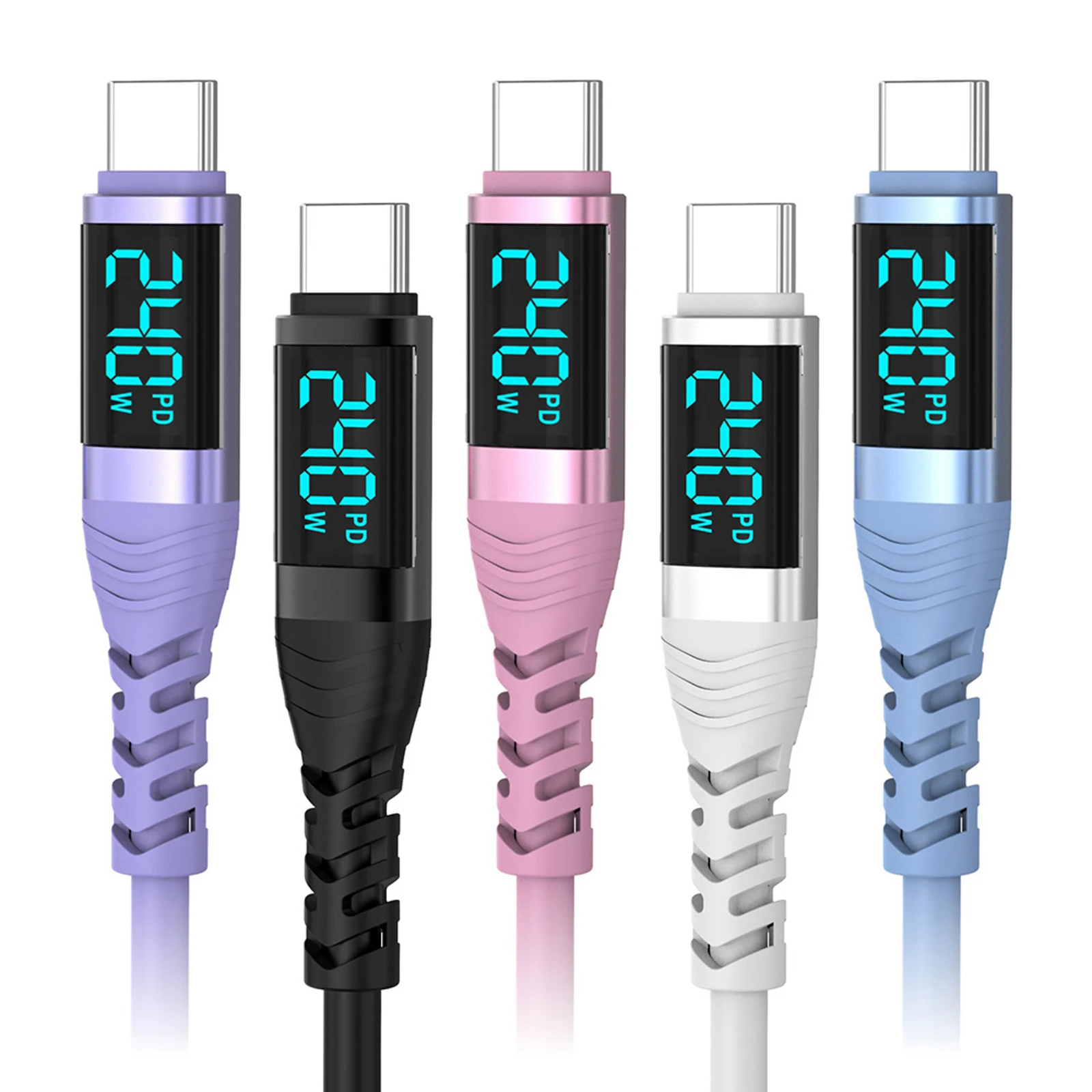High-Power 240W USB-C Charging Cable with Smart LED Display and E-Marker Chip