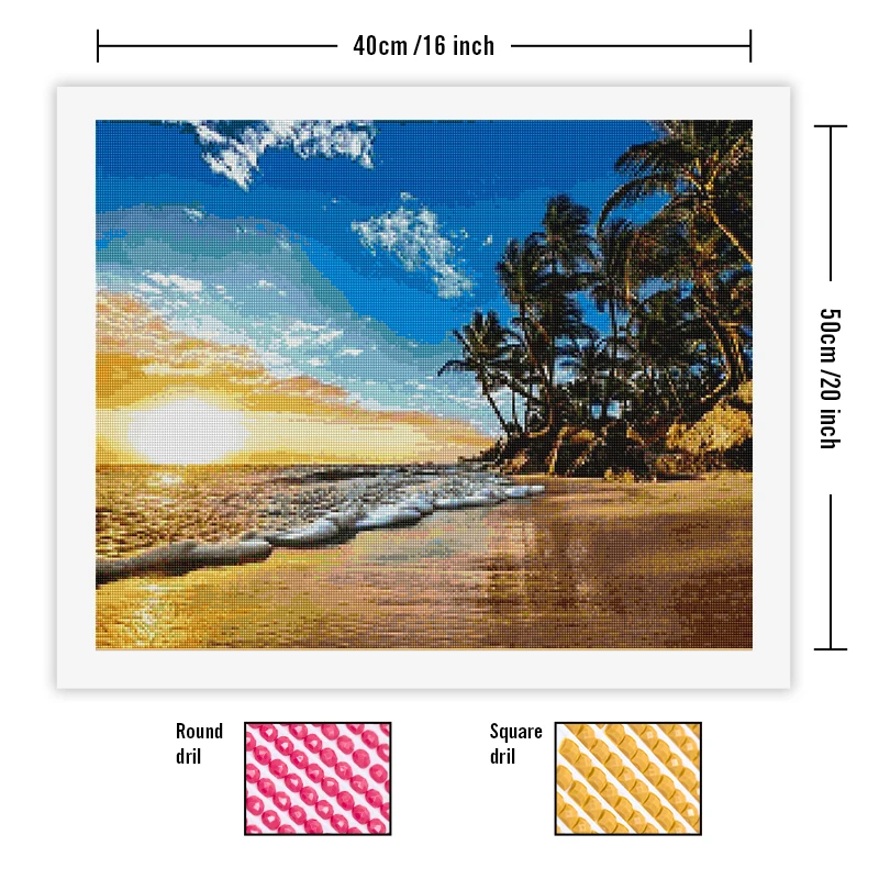 Diamond Painting Seaside Art 5D DIY Diamond Embroidery Mosaic Sunset Full Square Round Drill Landscape Home Decorations Gift diamond painting