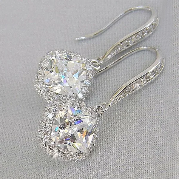 Trendy Women Earrings 4 Colors Delicate Gold Color Inlay Natural Stone Hook Dangle Earrings for Women Wedding Engagement Jewelry m223