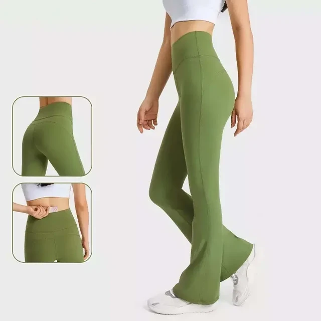 32 Women's Casual Bootleg Yoga Pants High Waisted Nylon Workout Pants  Flare Leggings with Hidden Pocket