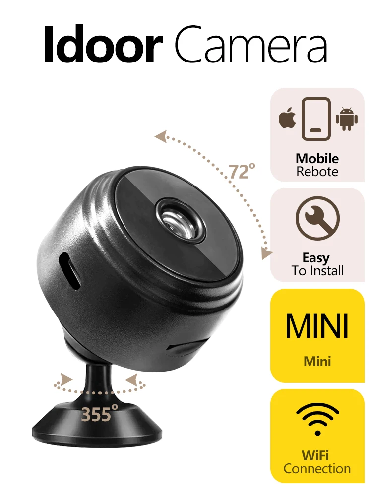 A9 Mini Camera HD 720P Intelligent Home Security IP WiFi Camera Monitor Mobile Remote Camera Mobile Remote Application 6