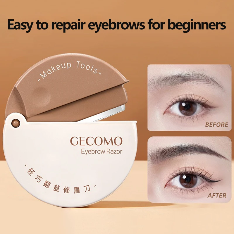 Round Folding Eyebrow Trimming Knife Stainless Steel Blade Shaver Portable Eye Brow Hair Removal Eyebrow Cutting Makeup Tool