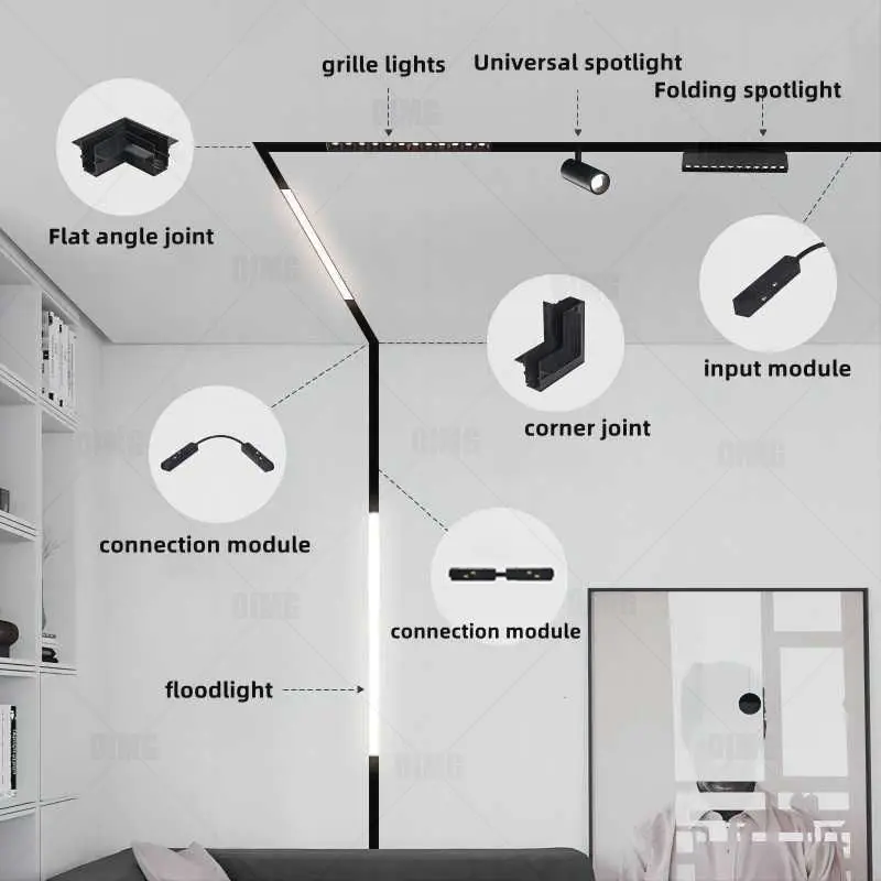 Modern Recessed Magnetic Track Lights LED Spotlight Fixtures Living Room Without Main Light Lighting Rail Magnet System 4