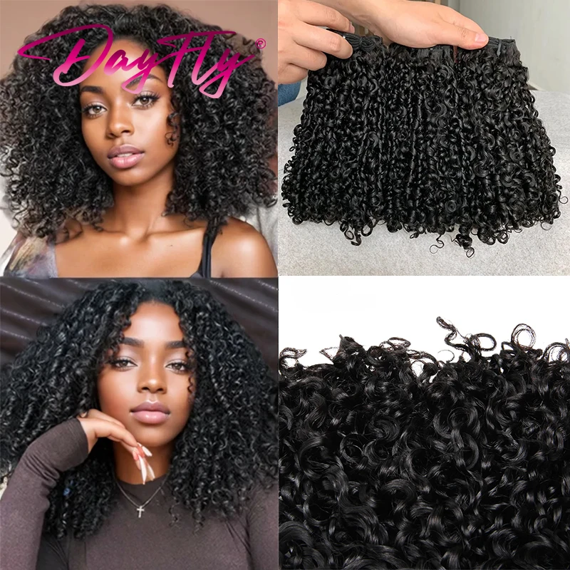 Super Double Drawn Pixie Bouncy Curly Hair Weave Brazilian Human Hair Bundles Pixie Curl Bundles Extensions 100g/Pcs