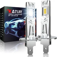 Katur 2Pcs H1 LED Bulbs Super Bright High Beam H1 Car LED Head Fog Lights Fanless 6000K White 12V Mini Size