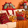 Joy Chinese Traditional Dance Lion Embroidery Cushion Year Of Tiger Sofa Chair Decorative Stuffed Pillow Happy Lucky Cushion 1