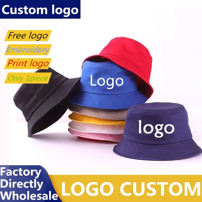 Free logo print embroidery bucket hats Custom fisherman cap Leisure hats outdoor Basin caps Panama gorros cotton sun hat sun hats fisherman hat bucket hats sun hat
