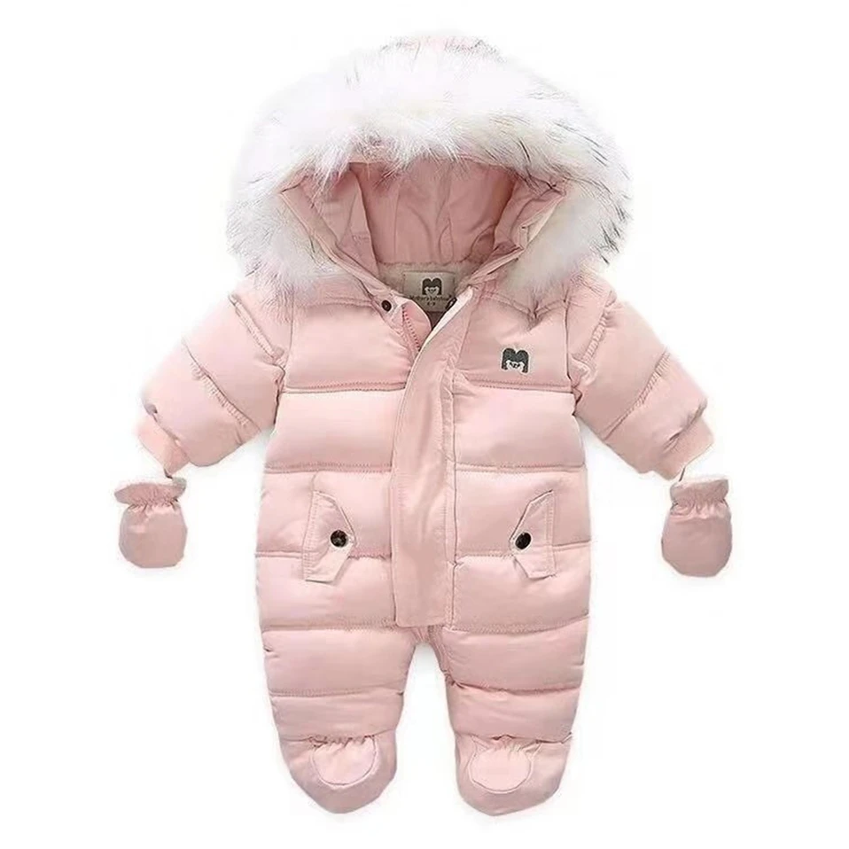 NewBorn Baby Super Keep Warm Winter Clothes Toddler Jumpsuit Hooded Inside Fleece Girl Boy Clothing Overalls Children Outerwear