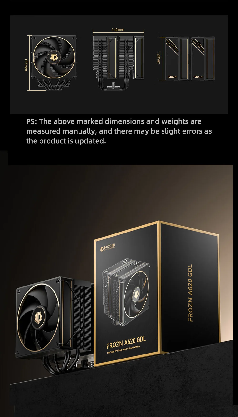 ID-COOLING Dual-Tower 6 Heat Pipes CPU Cooler Dual Cooling Fans High-Performance