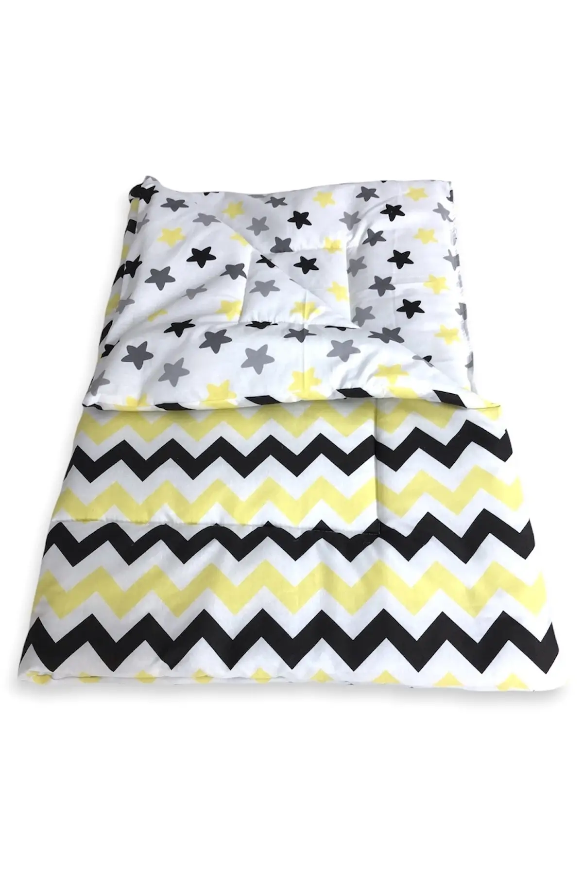 

100% Cotton Baby Child Quilt Measuring 130x200 Cm (yellow Black Zigzag) Fiber Cotton Baby & Kids Quilt Home