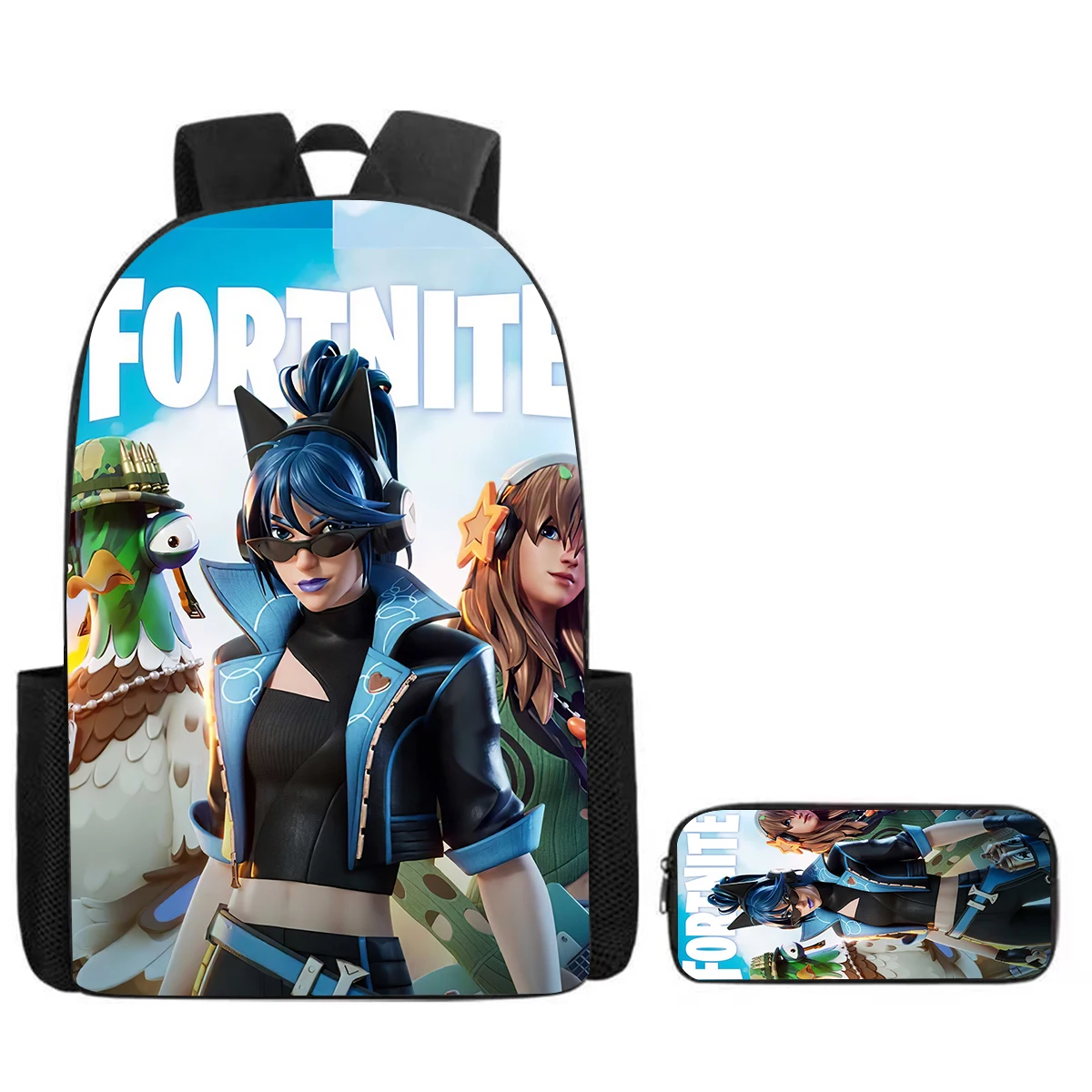 Fortnite Cartoon Backpack & Pencil Case 2PCS - Large Capacity School Bag Set for Boys Girls Age 5-8, Back to School Gift 1
