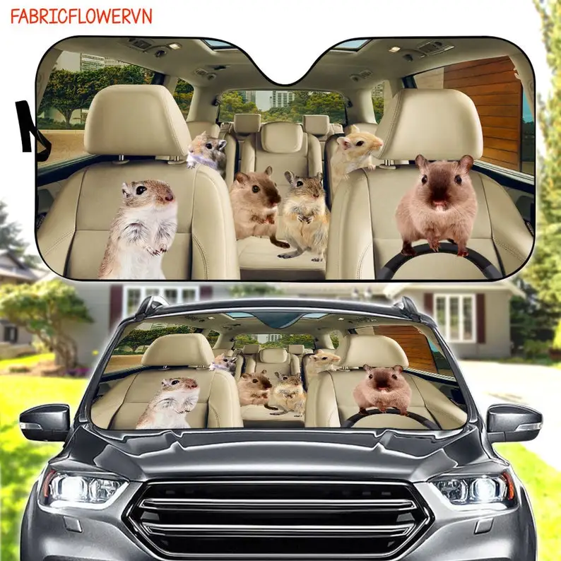 Gerbil Car Sunshade, Gerbil Car Decoration, Gerbil Windshield, Animal Lovers Gift, Animal Car Sunshade, Gift For Mom, Gift For D