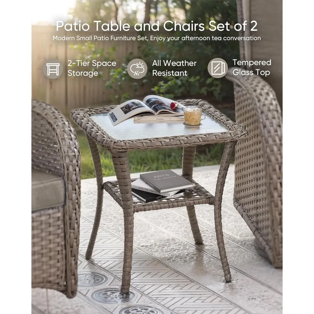 Patio Furniture-All Weather Wicker Patio Conversation Sets with Swivel Patio Chairs High Back Outdoor Couch with Swivel Rocking 6