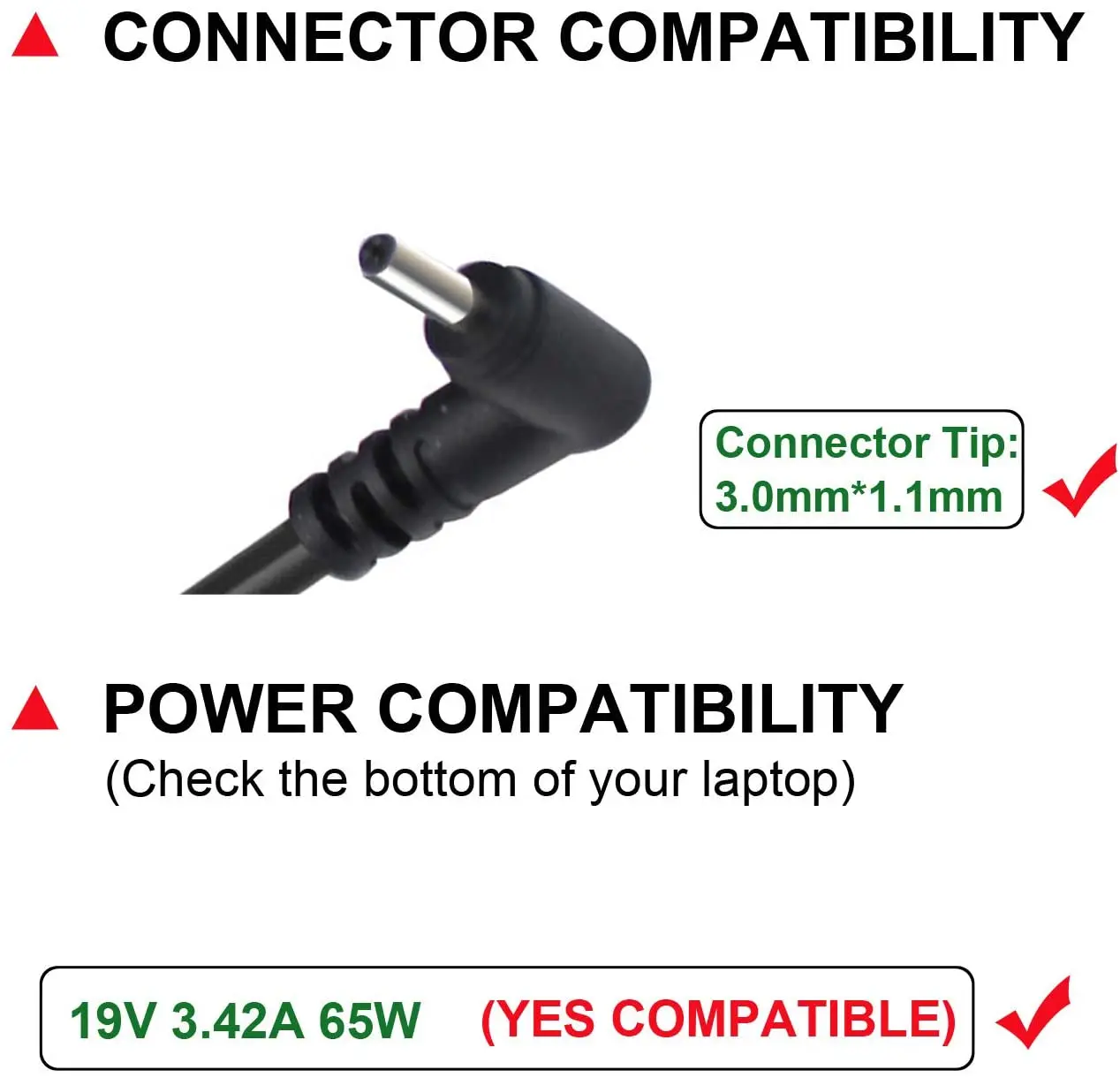 Ac Adapter Laptop Charger Power Supply 19V 3.42A 65W For Acer Chromebook/Flagship 11 13 14 15:CB3 111 131 132 431 532