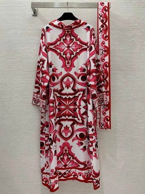 Pigiama con cravatta in vita allentata con stampa temperamento, moda per la casa, nuovo elegante abito a maniche lunghe da donna primaverile ed estivo 4