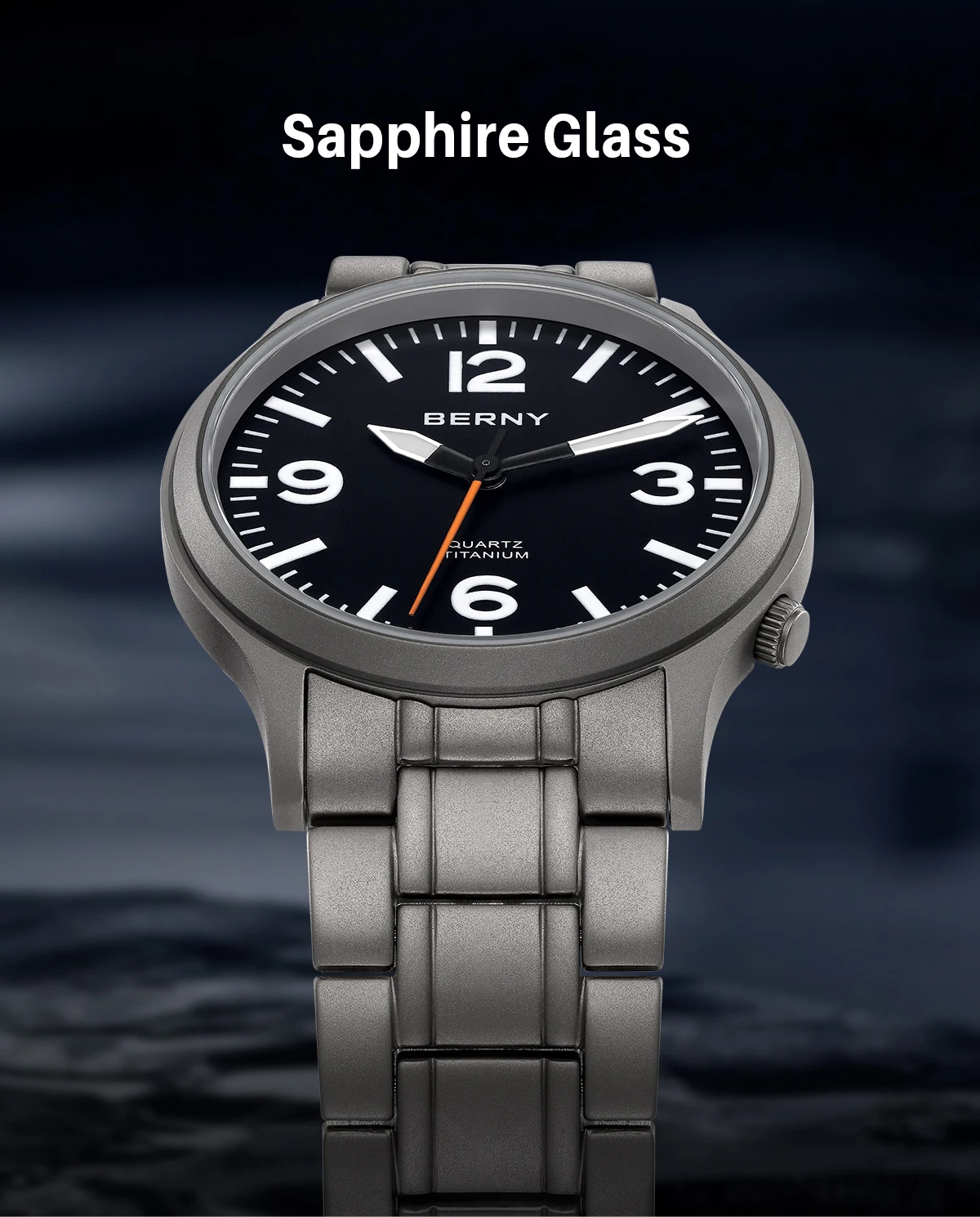 BERNY パイロットウォッチ フルチタン BERNY Pilot Titanium Mechanical Men Wristwatch Sapphire AR