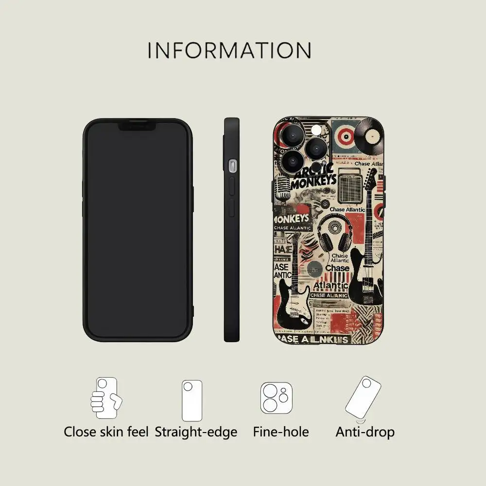 Indie Rock Collage Black Silicone Matte Phone Case