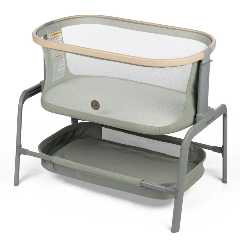 Iora Bassinet Classic Green: Portable Baby Bassinet, Infant Bedside Sleeper Crib, Height Adjustable, Breathable Mesh, Large Stor