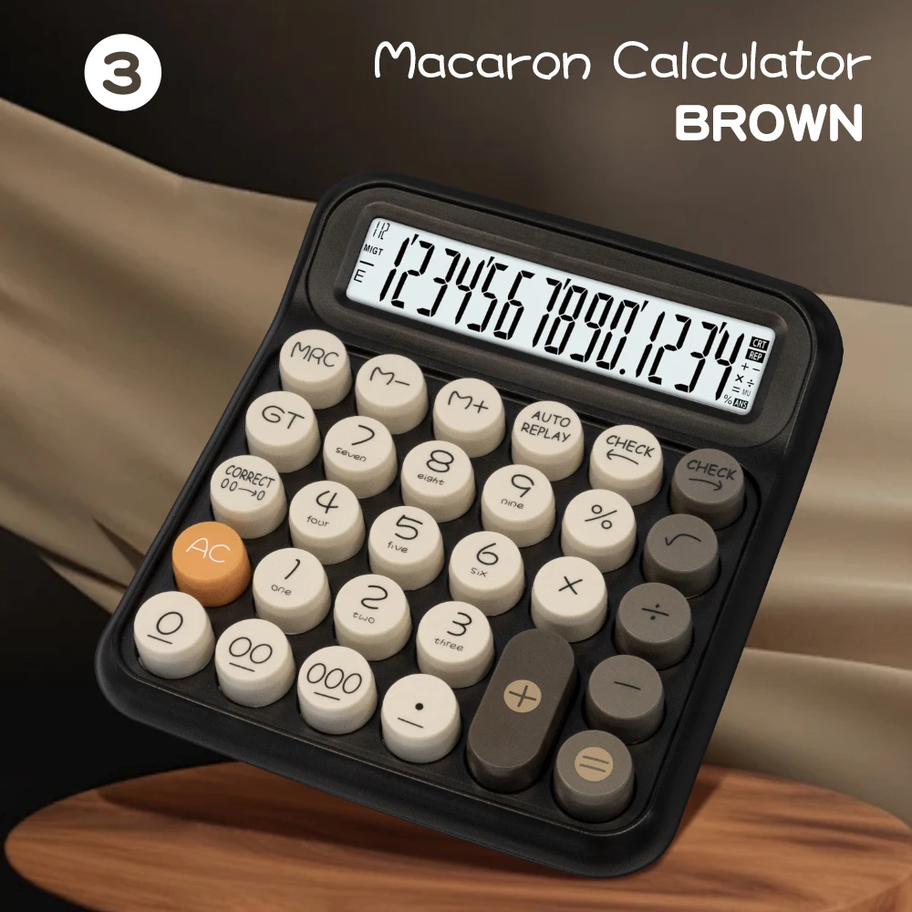 【Random color】14 Digit Large Solar Power and LCD Display Big Button Calculator 112 Steps Check and Correct Function for Office