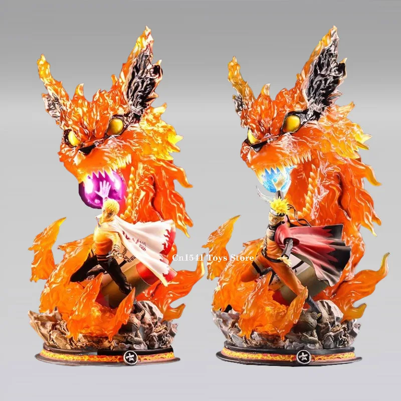 

40cm Naruto Figure Kurama Uzumaki Naruto Big Figures Action with Light Statue GK Anime PVC Collection Desktop Ornament Toys Gift