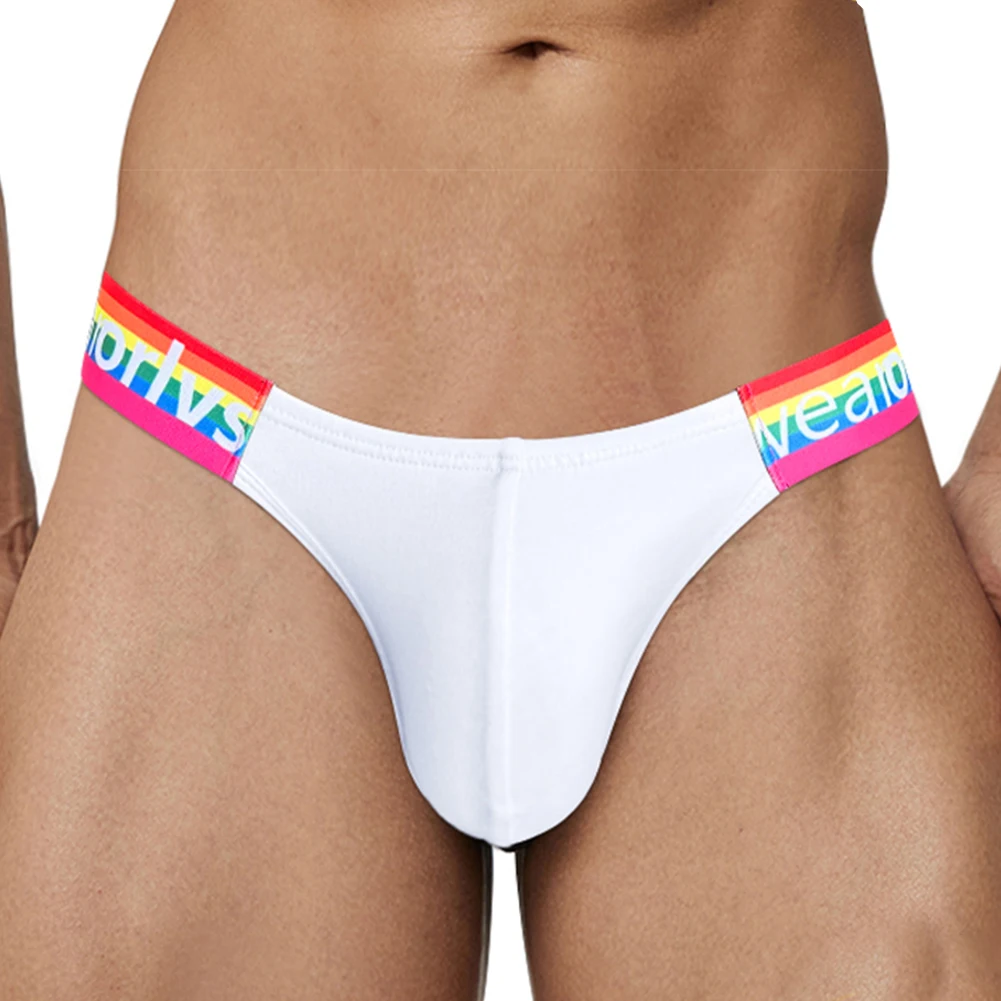 

Briefs Men U Convex Underwear Male Rainbow Belt Panties Breathable Knickers Jockstrap Bikini High Elastic Lingerie Underpants