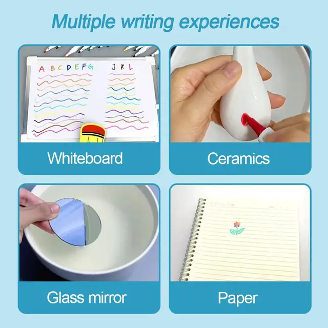 Magical Water Painting Pen Easy-to-wipe Dry Erase Whiteboard Pen No-nsoluble Float Water Interesting Kids Toys Child Best Gift 6