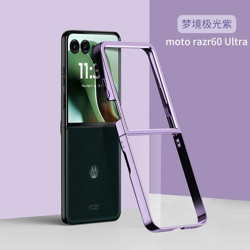Transparent Electroplated Shockproof Protective Folding Case in Hard Back Cover Design