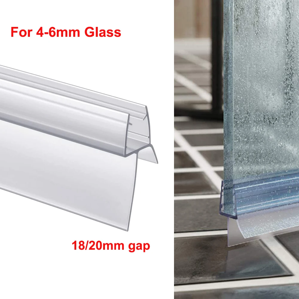 Bathroom Shower Screen Seal Strip PVC Door Bath Shower Seal Strips for 4-6mm Glass 18mm Gap Botton Strips Bathroom Hardware