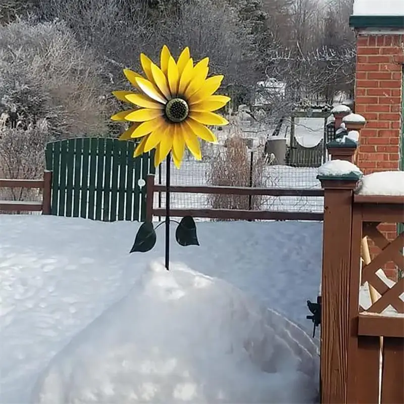 Description Picture 6 of itemSunflower Windmill Metal Rotating Sunflower Wind Spinner With Stake Standing Lawn Flower Pinwheel Outdoor Garden Decor Kids Toy7
