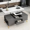 Coffee Table, Modern Lift Top Coffee Table with 4 Drawers, Open Shelves & Hidden Compartment, Convertible Dining Table 1