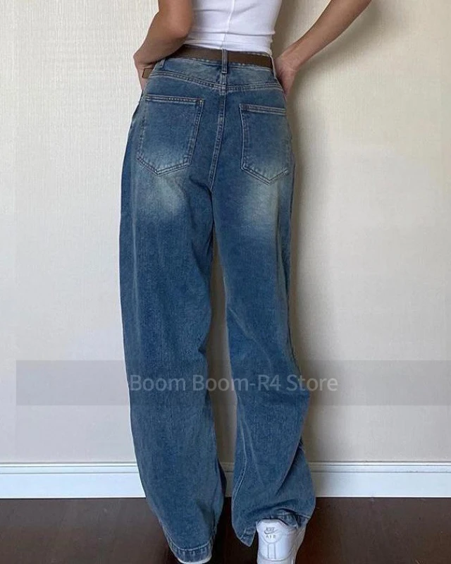 Make old vintage baggy mop jeans Lady Retro Flared Jeans Slim Hip Lift Stretch Denim Pants Street Trendy Classic Trousers 2024