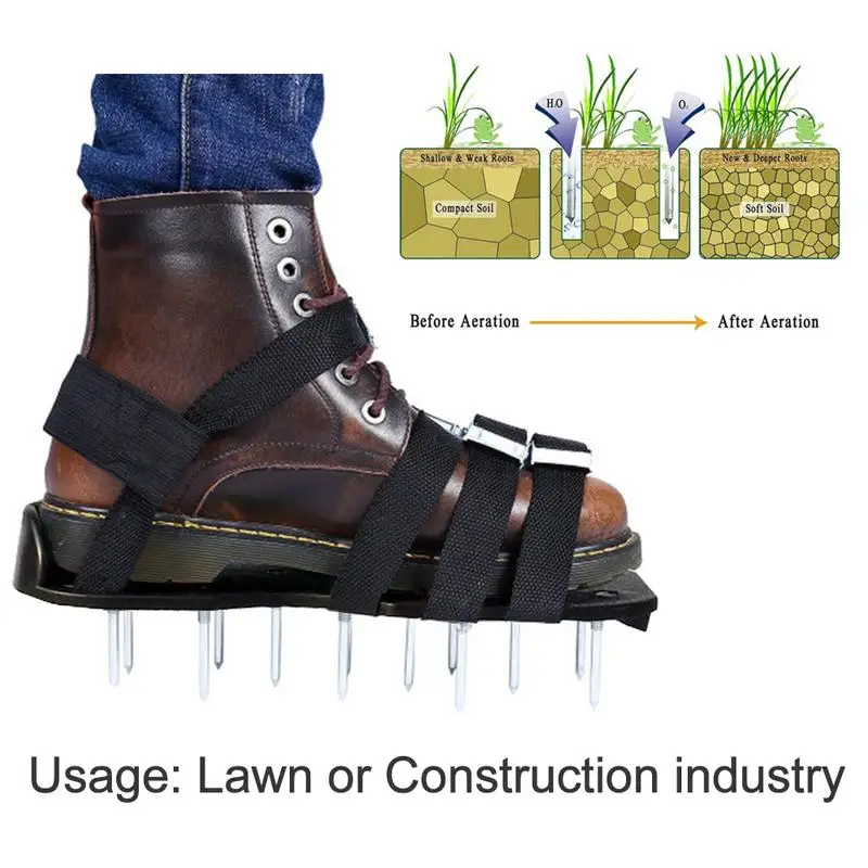 

Lawn Aerator Soil Conditioner Spike Shoes With Wrench One-Size-Fits-All Aeration Tool For Yard Patio Garden Grass Lawn Aerating