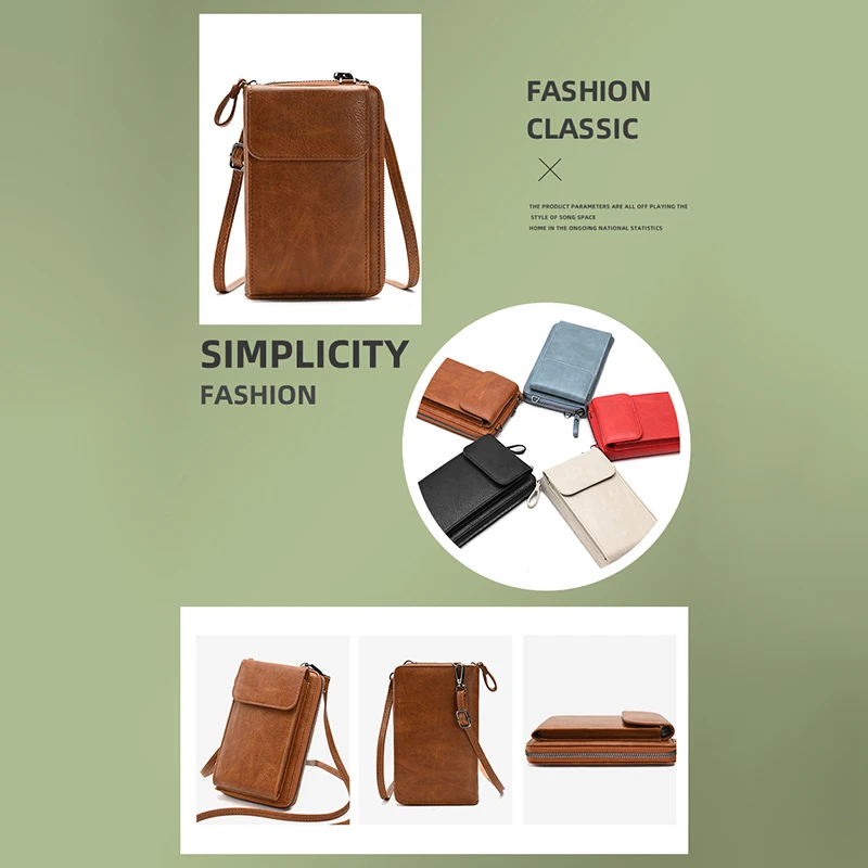 

PU Leather Women Shoulder Bag Luxury 2024 Mobile Phone Bag Fashion Crossbody Bag Strap For Handbag Hasp Small Card Holder