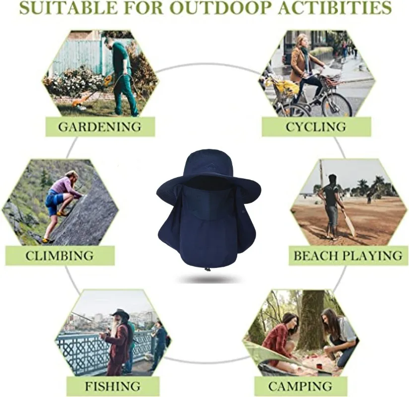 Summer Sun Hats UV Protection Outdoor Hunting Fishing Cap Men Women Hiking Camping Visor Bucket Hat Removable Fisherman Hat sun hats fisherman hat fishing hats