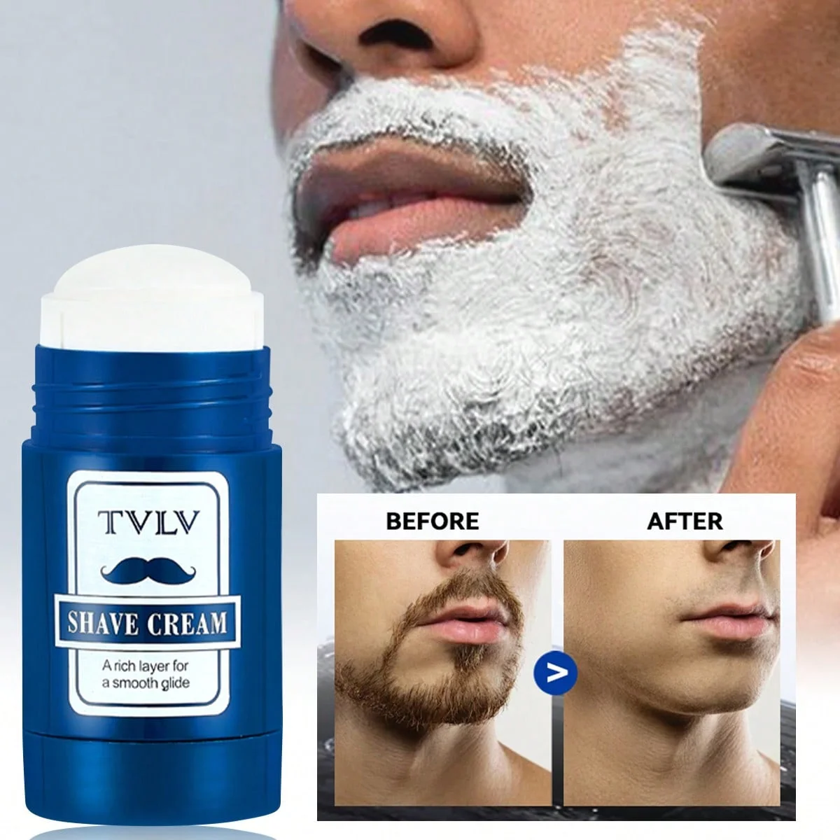 Delicata schiuma da barba da uomo, ricca e delicata, detergente da barba due in uno, crema da barba idratante 1