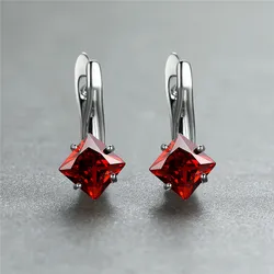 Elegant Champagne Crystal Zircon Hoop Earrings in Rose Gold (Silver Red)