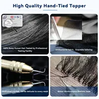 Cendré gris brun 100% Remy cheveux humains Toppers Clips dans les cheveux dentelle Base Topper postiches pour femmes Extensions de cheveux 12 pouces droites 4