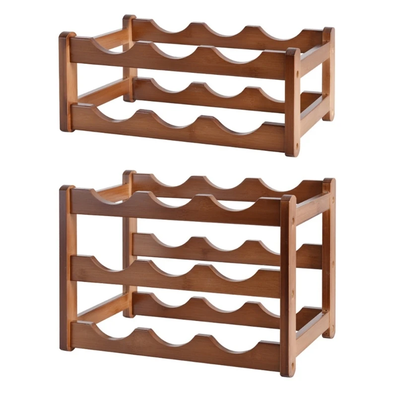 Wood Wine Rack Standing Bottle Holder Cabinet Shelf 2 Tiers 3 Tiers Wine Storage Rack Counter Top for Home