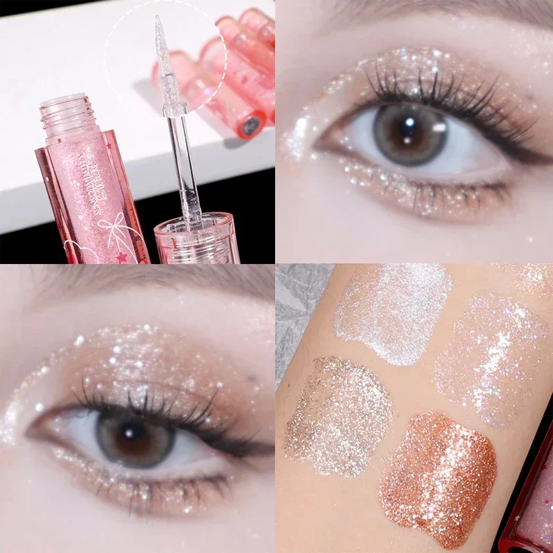 Pearlescent Liquid Eyeshadow Waterproof Glitter Highlighter Liquid Eye Shadow Eyeliner Lying Silkworm Lasting Shiny Eyes Makeup