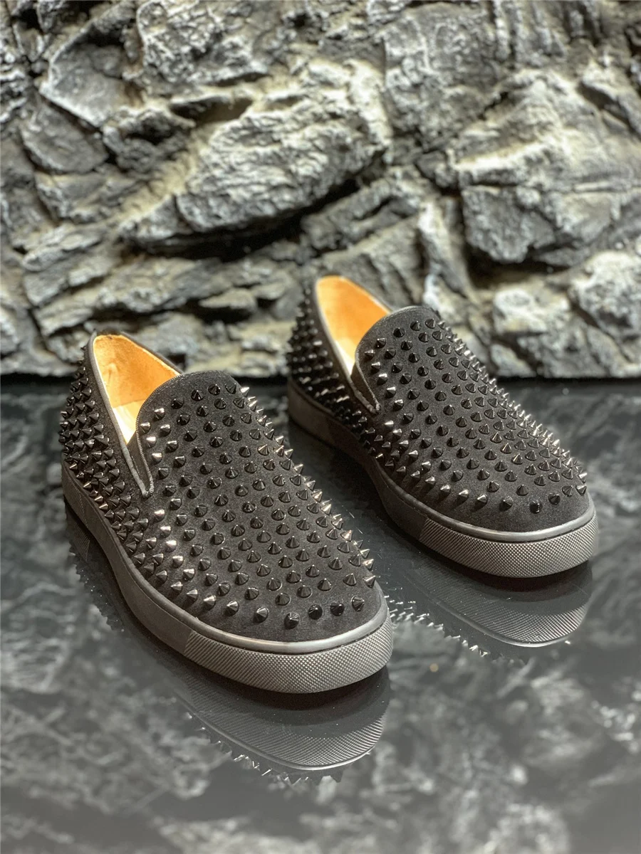 

Male sneakers Loafers men Slip-on shoes Green Red bottom shoes for men custom Dress Flats Genuine leather Italian man city shoes