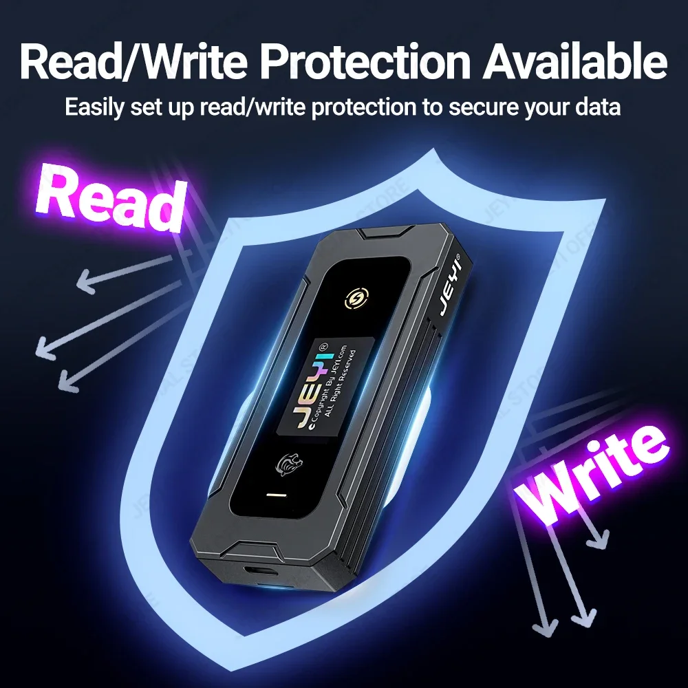 SSD Enclosure Hard Drive Enclosure JEYI Visual Smart M.2 NVMe / SATA SSD Enclosure USB 3.2 10Gbps 10 Set Modes Real-time temperature Support M-Key B+M Key UASP