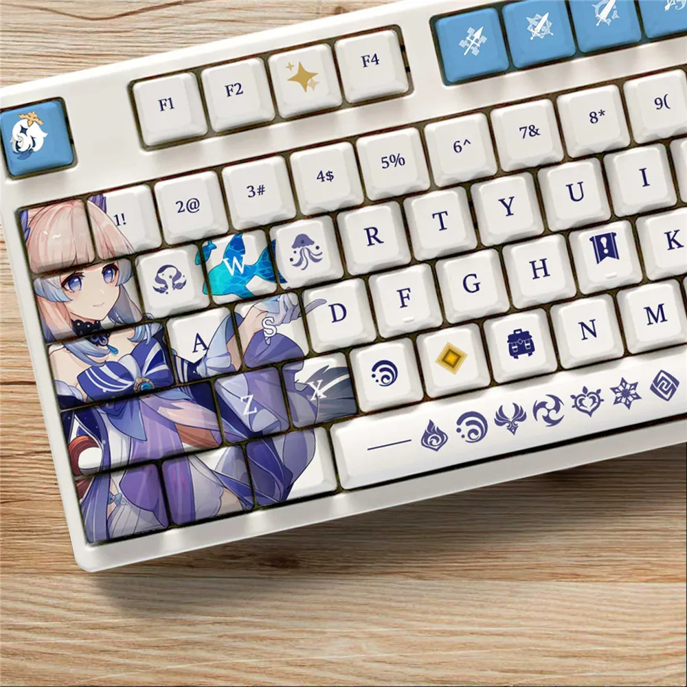chaves genshin impacto tema keycaps pbt anime keycap teclado mecânico para cereja mx jogo teclado decoração presente