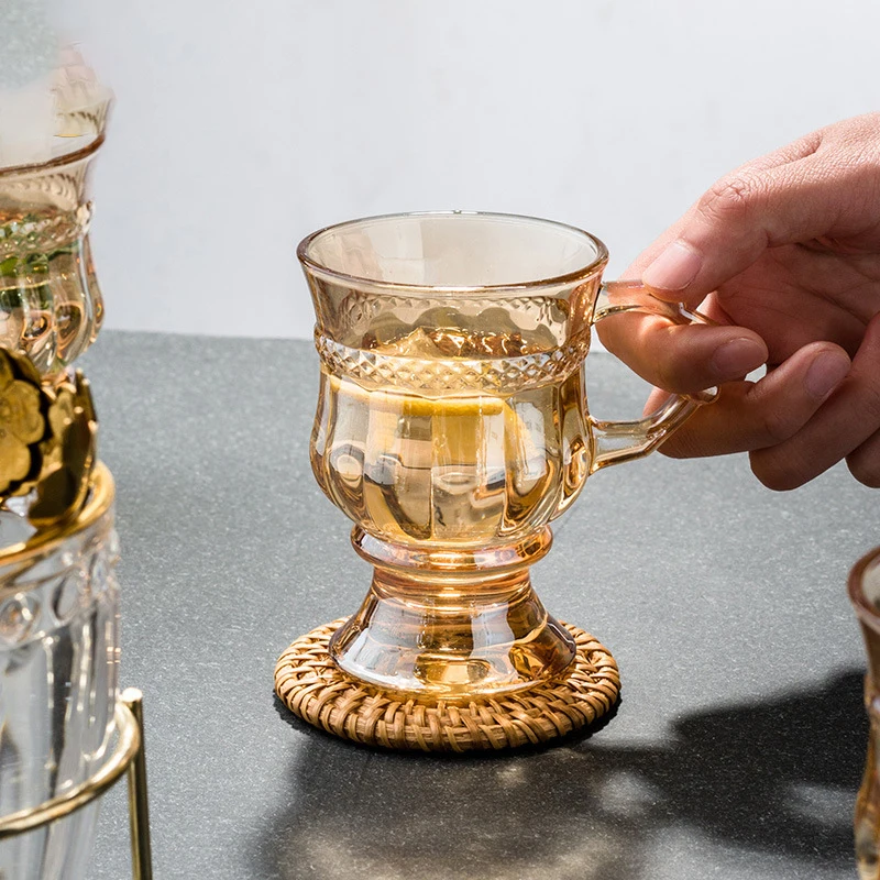 Glass and Brass Shot Glasses With Handles Turkish Coffee Espresso
