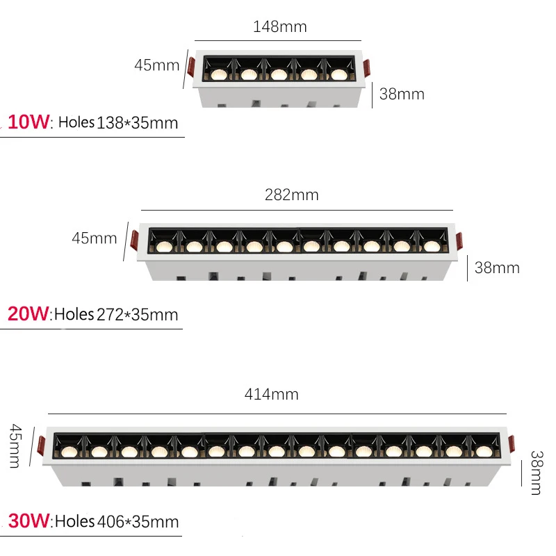 Recessed Grille Light Led Spotlight Ceiling Lamp Black White COB Downlights Home Aisle Corridor Living Room Indoor Lighting