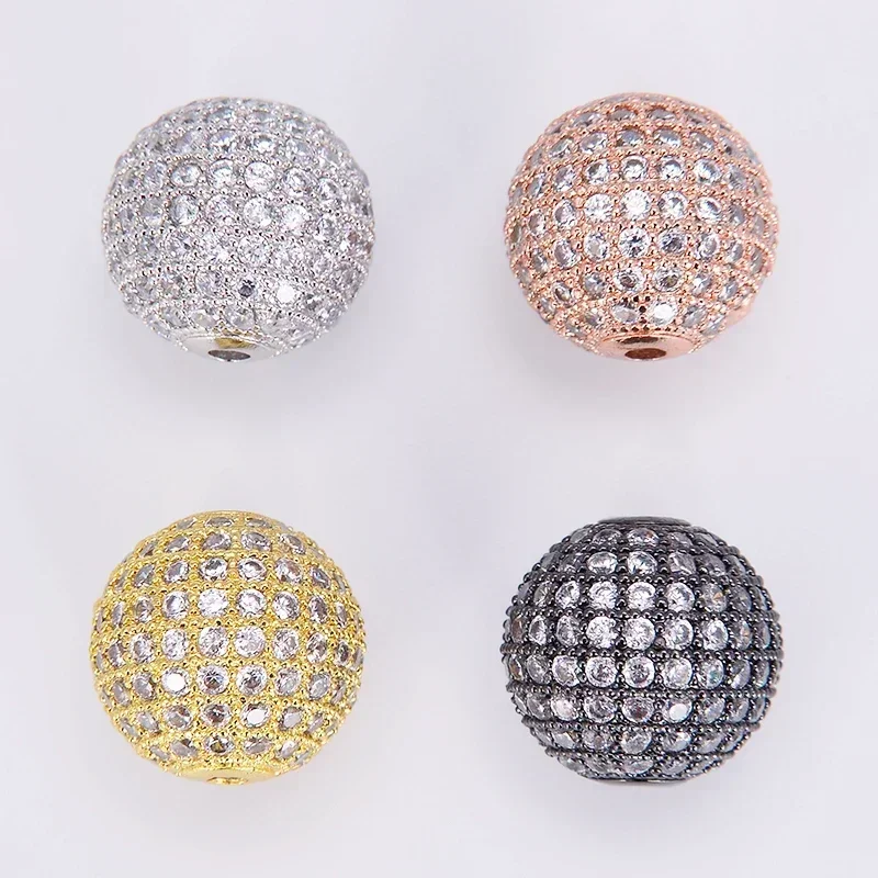 Beads for Jewelry Making Gold Silver Color Accessories Paved Zircon Spacer Bead String Beaded Diy Necklace Bracelet Chain Charms